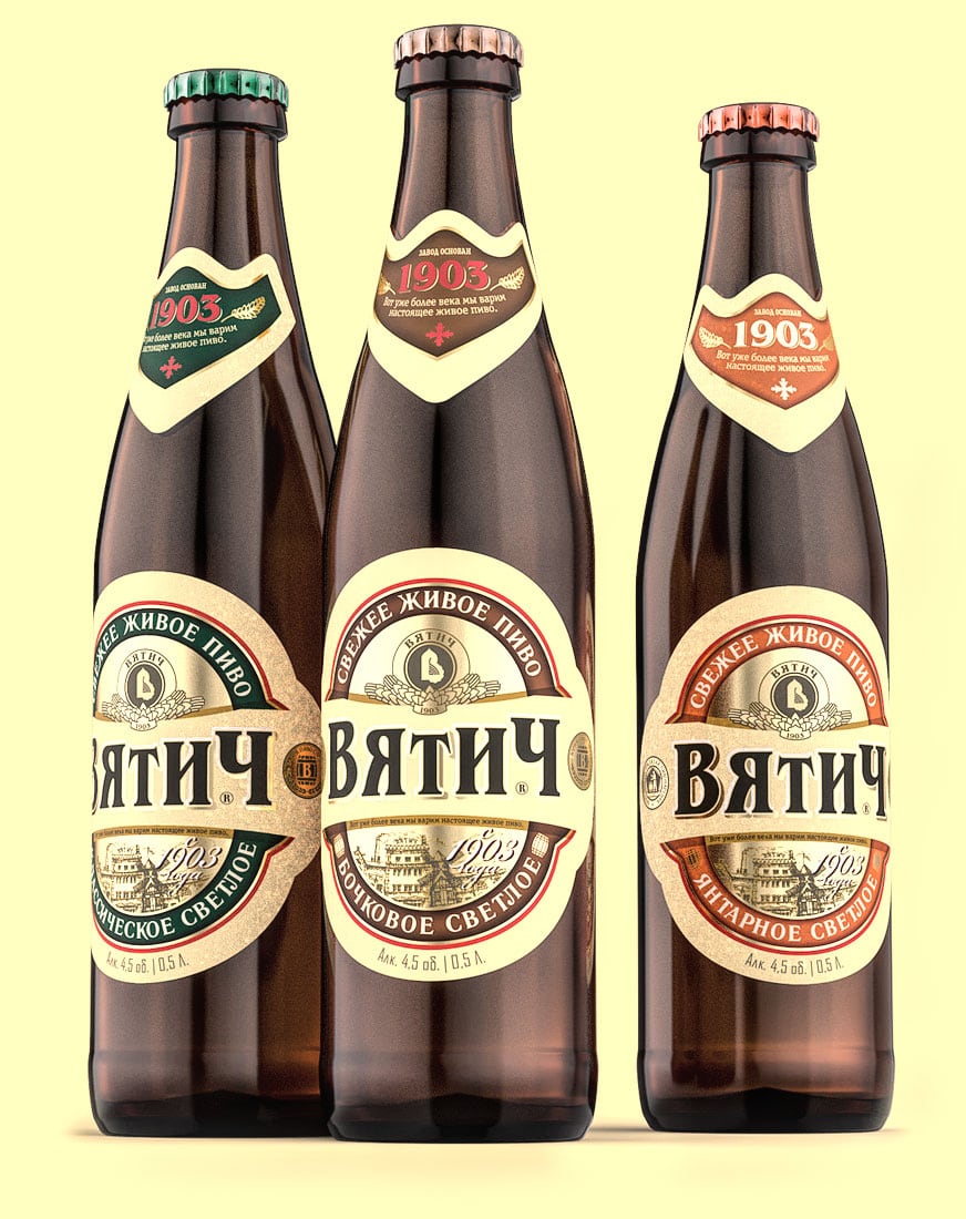 Дизайн этикетки пиво Вятич бочковое светлое. брендинг, ребрендинг, цена